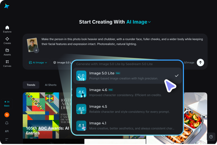 Select your model and generate