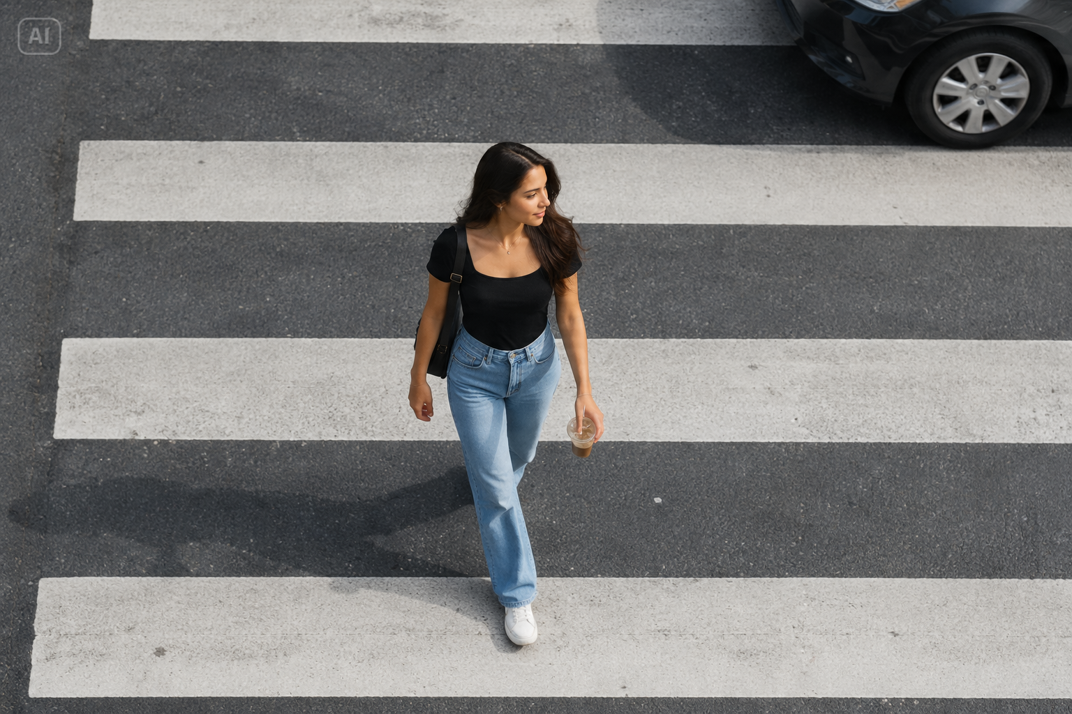 Copia e incolla il prompt degli scatti sopra la testa dell'attraversamento zebrato