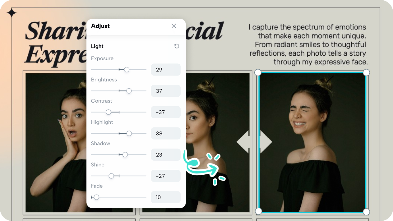 Seamless photo adjustments for grid designs