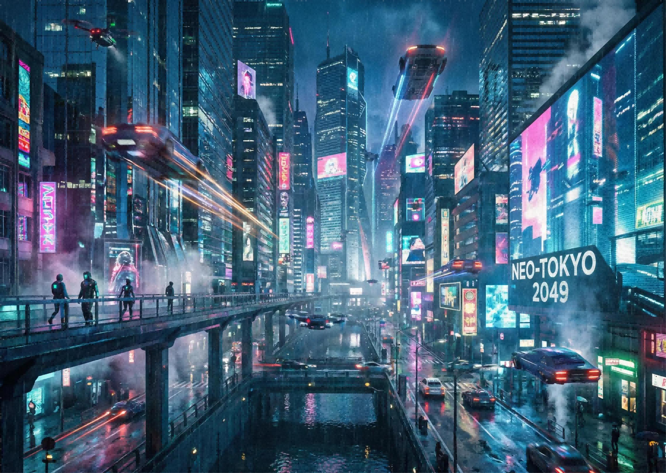 Zukunftsmetropole bei Nacht