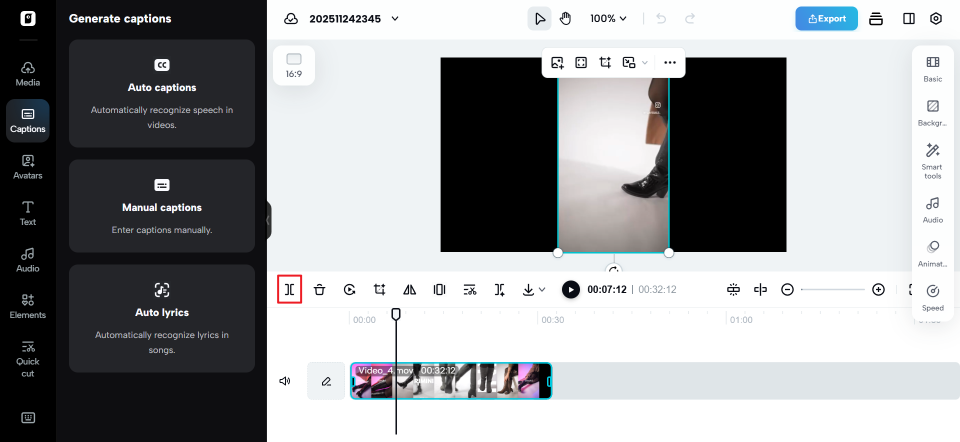 Pippit's video trimmer