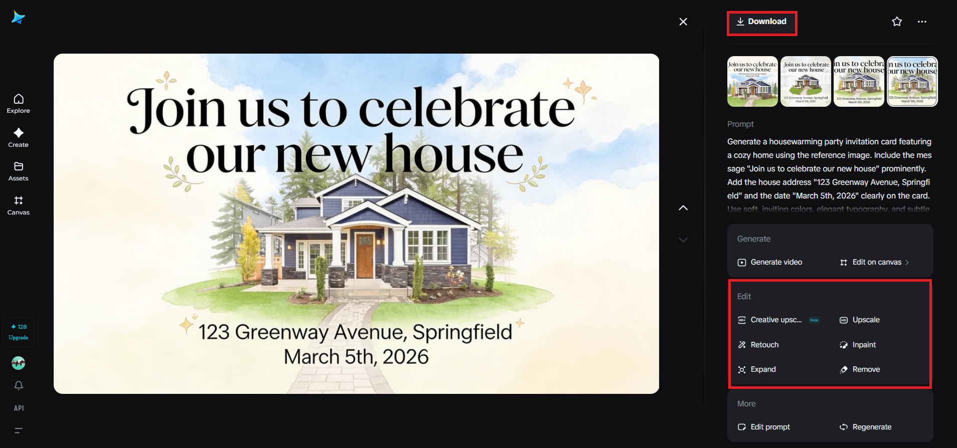 Preview, refine, and download your invitation