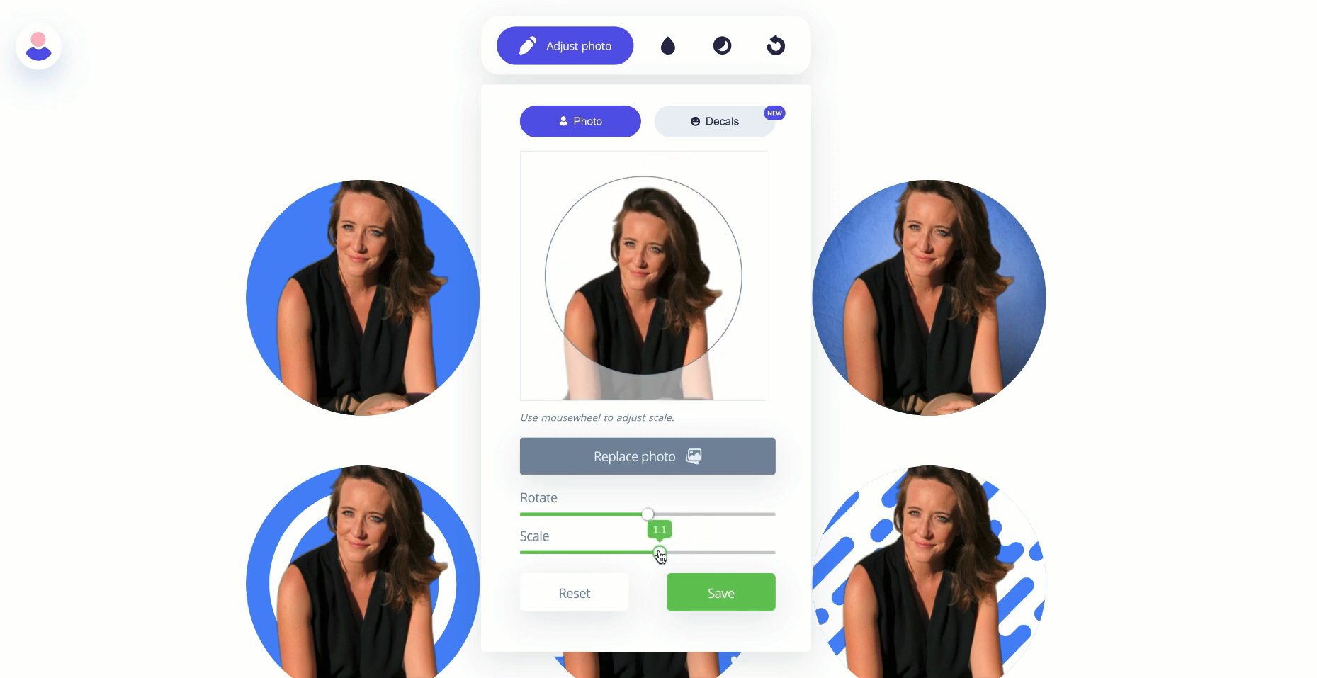 Интерфейс PFPMaker - простой способ создать крутые снимки профиля для WhatsApp.