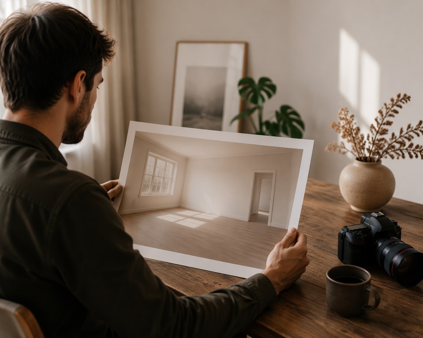 Dreamina entfernt Möbel aus der Fotoaufforderung Beispiel 6: Minimal Room Restore