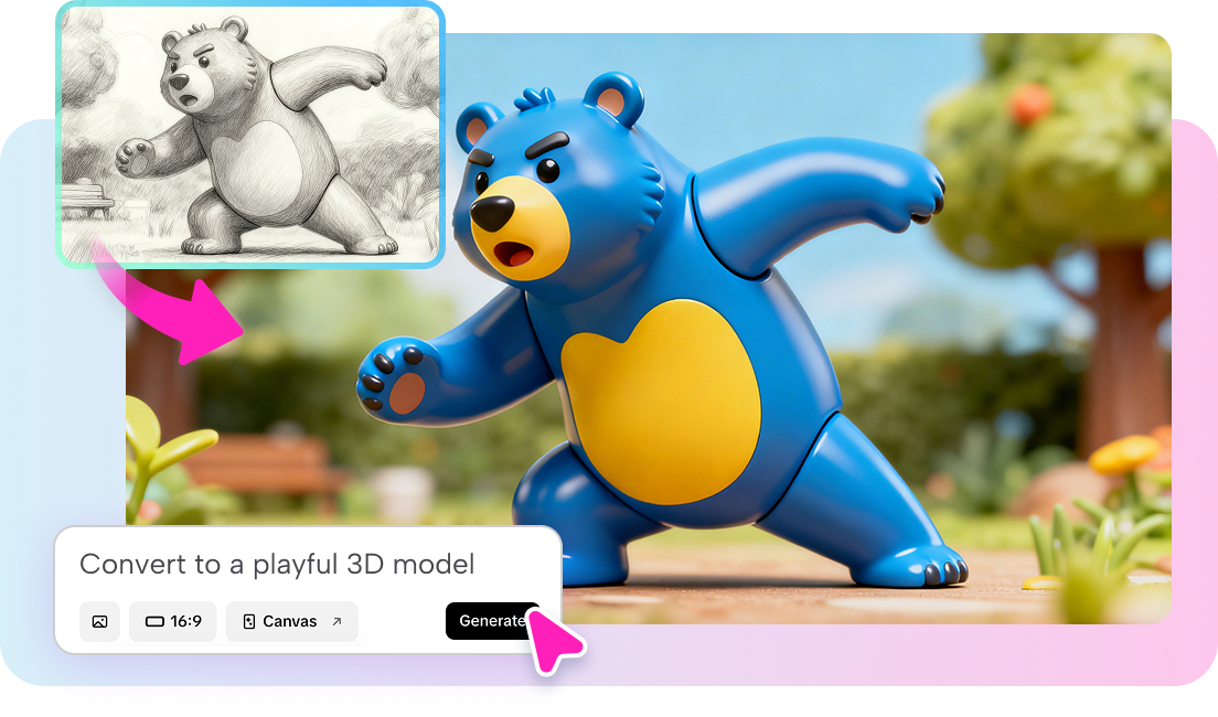 Bear drawing 3D