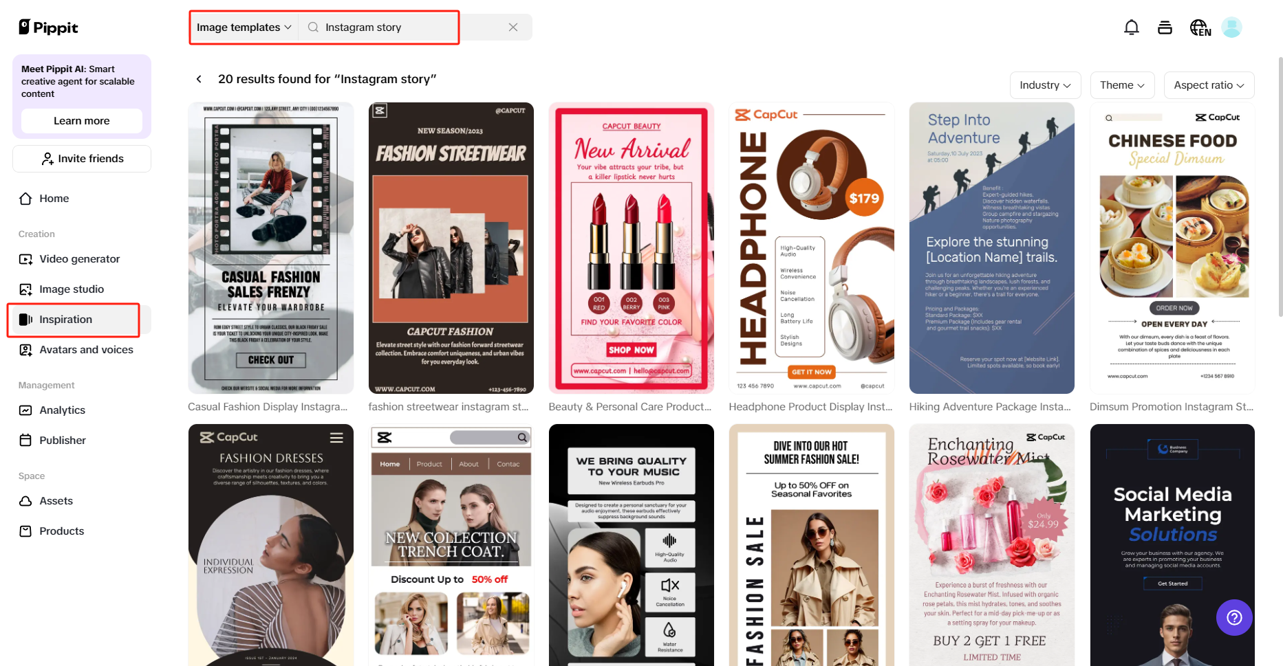 Commercially licensed templates for Instagram stories