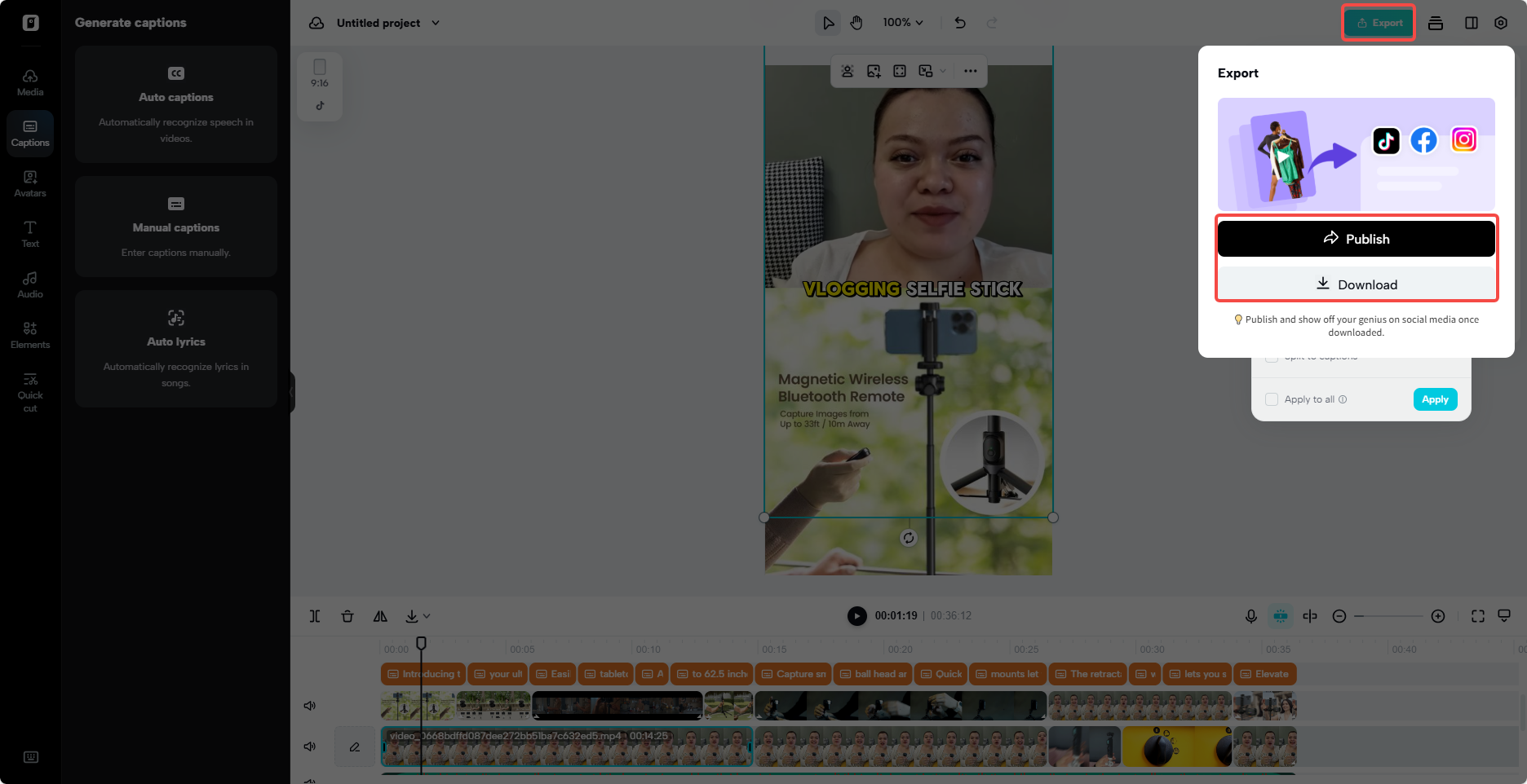 Export and share your content