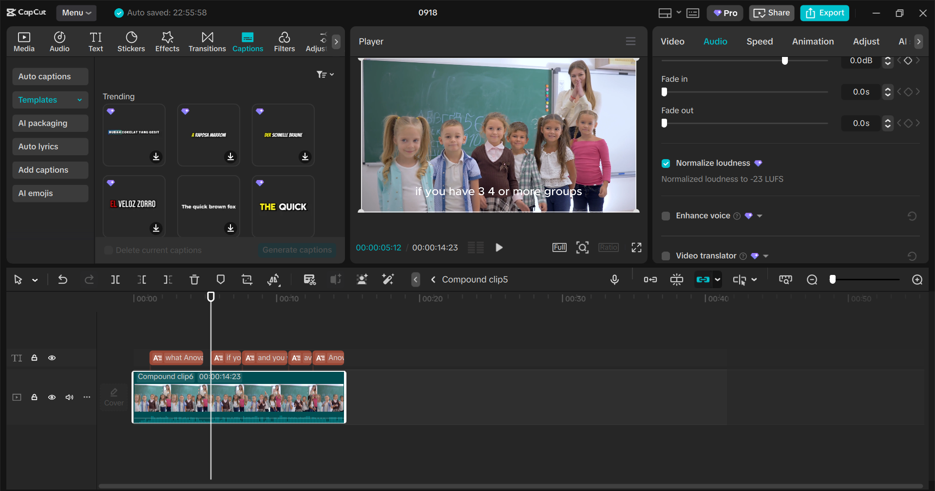 Interface of the CapCut desktop video editor - the best clip generator AI