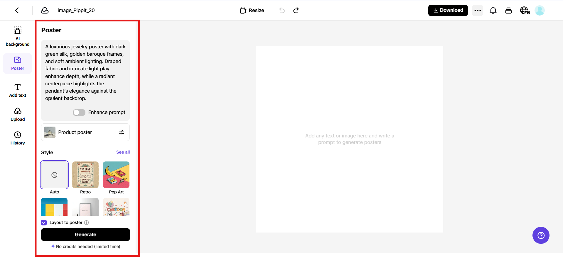 Enter poster description and generate