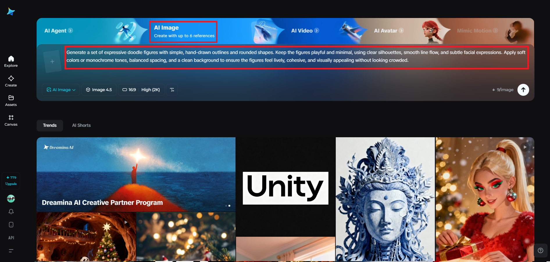 Açık ve yaratıcı bir karalama istemi yazın