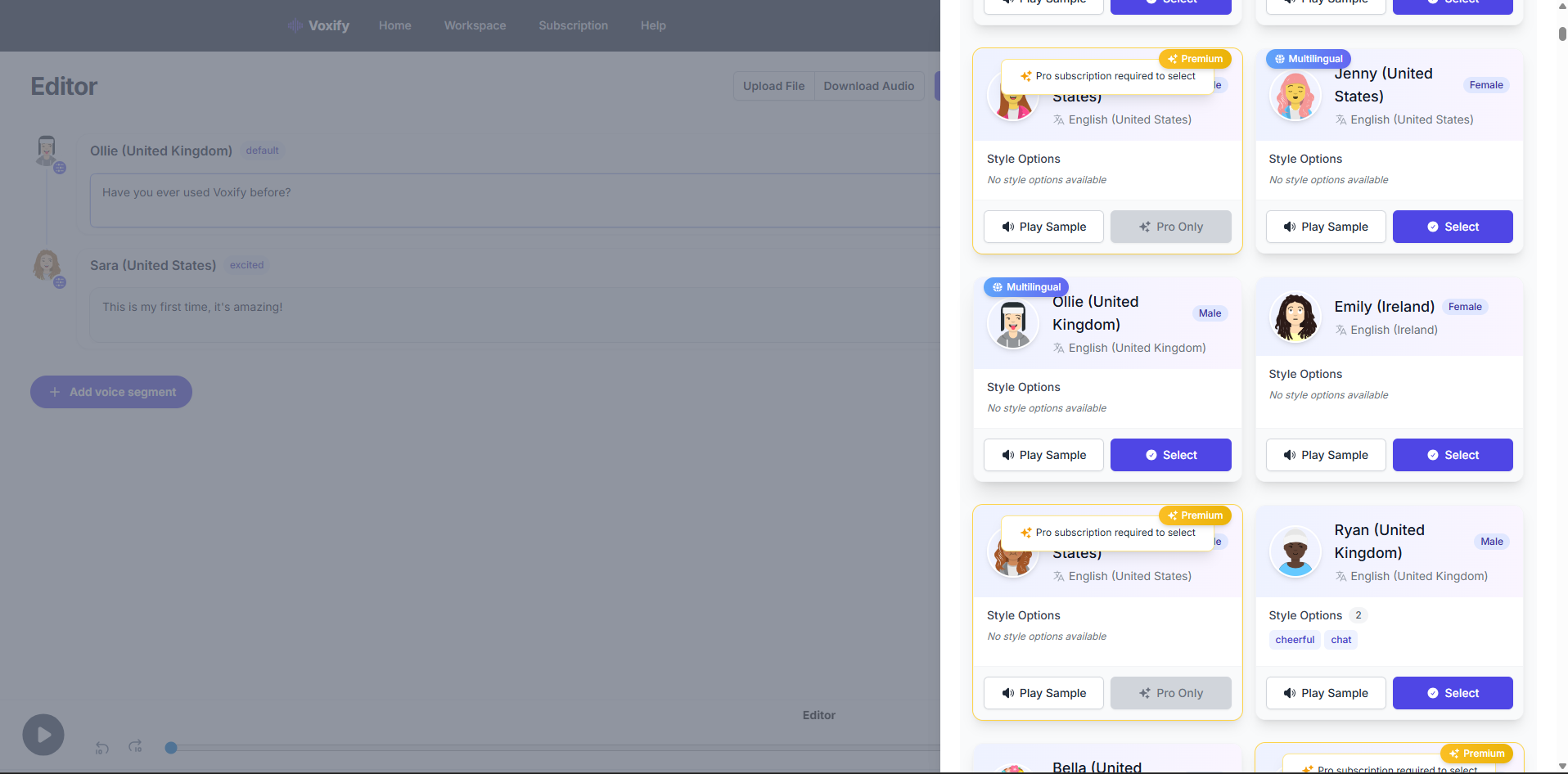 Interface of Voxify - the perfect child text to speech converter