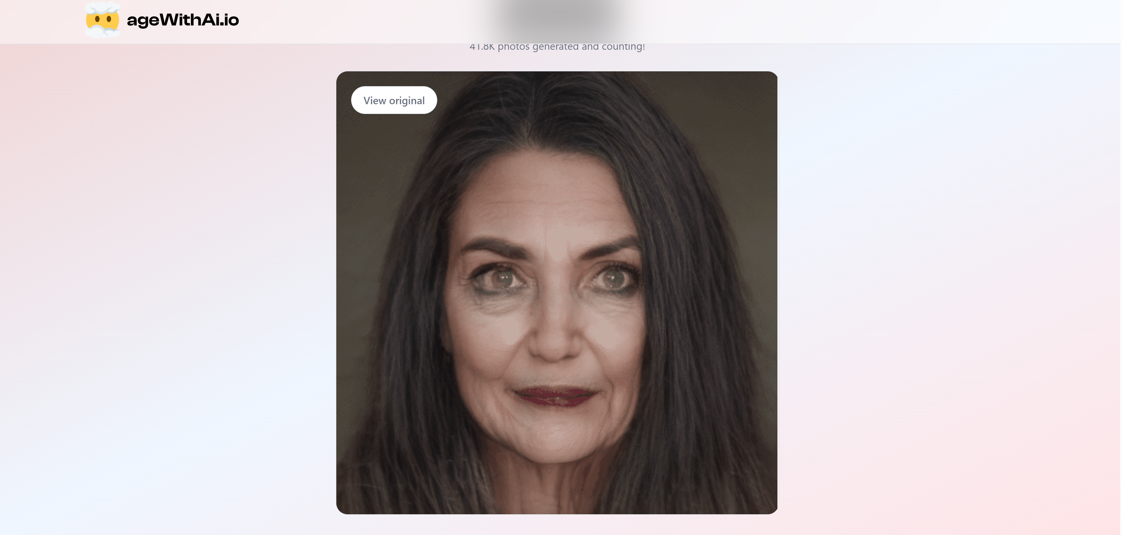 Generador de envejecimiento facial ageWithAi.io gratuito