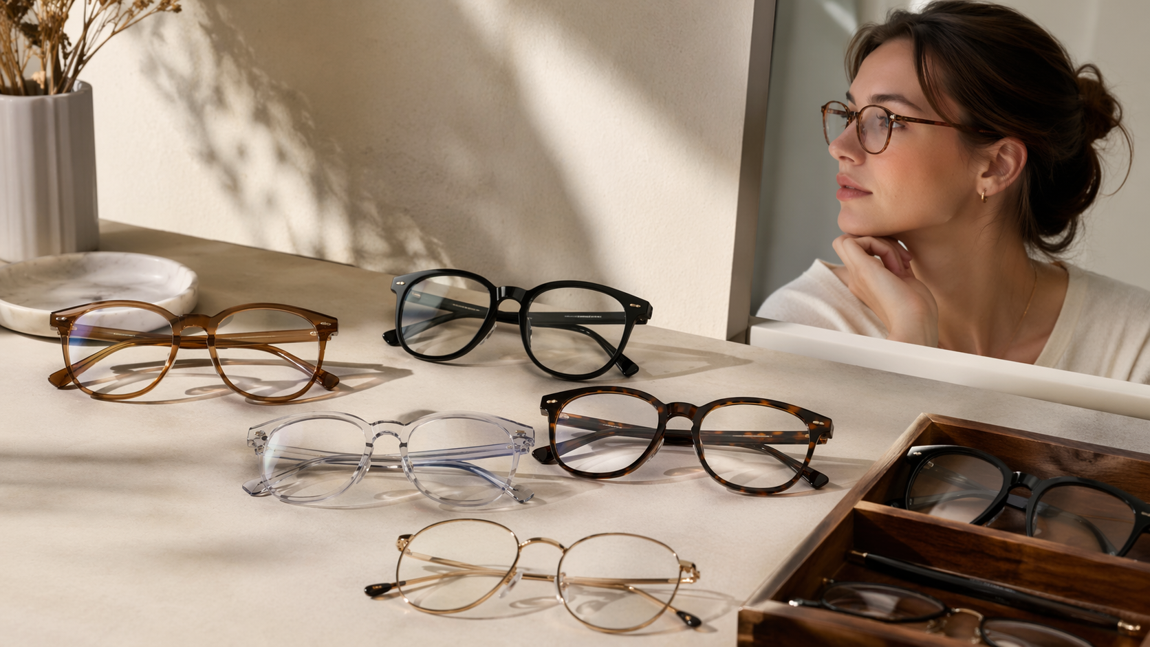 Dreamina virtuelle Brille Probieren Sie auf Prompt Beispiel 3: Dünne Metallbrille
