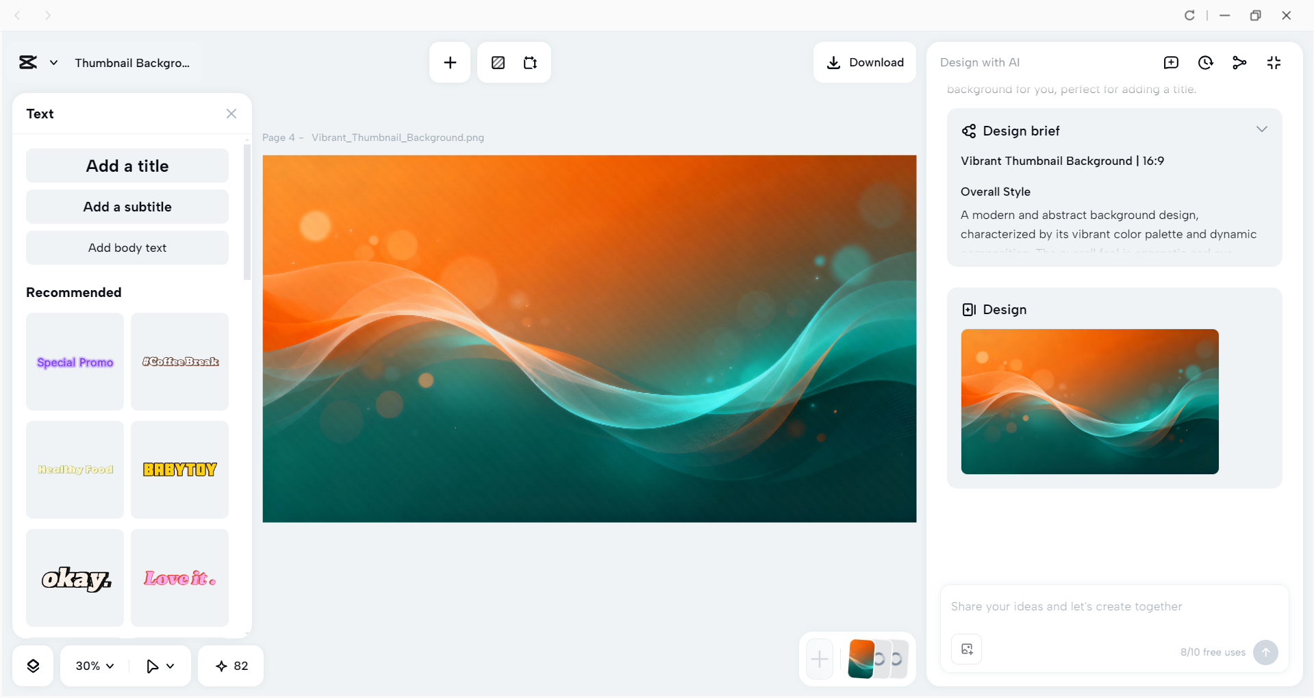 Interface of the CapCut desktop video editor - a tool to generate diverse thumbnail backgrounds