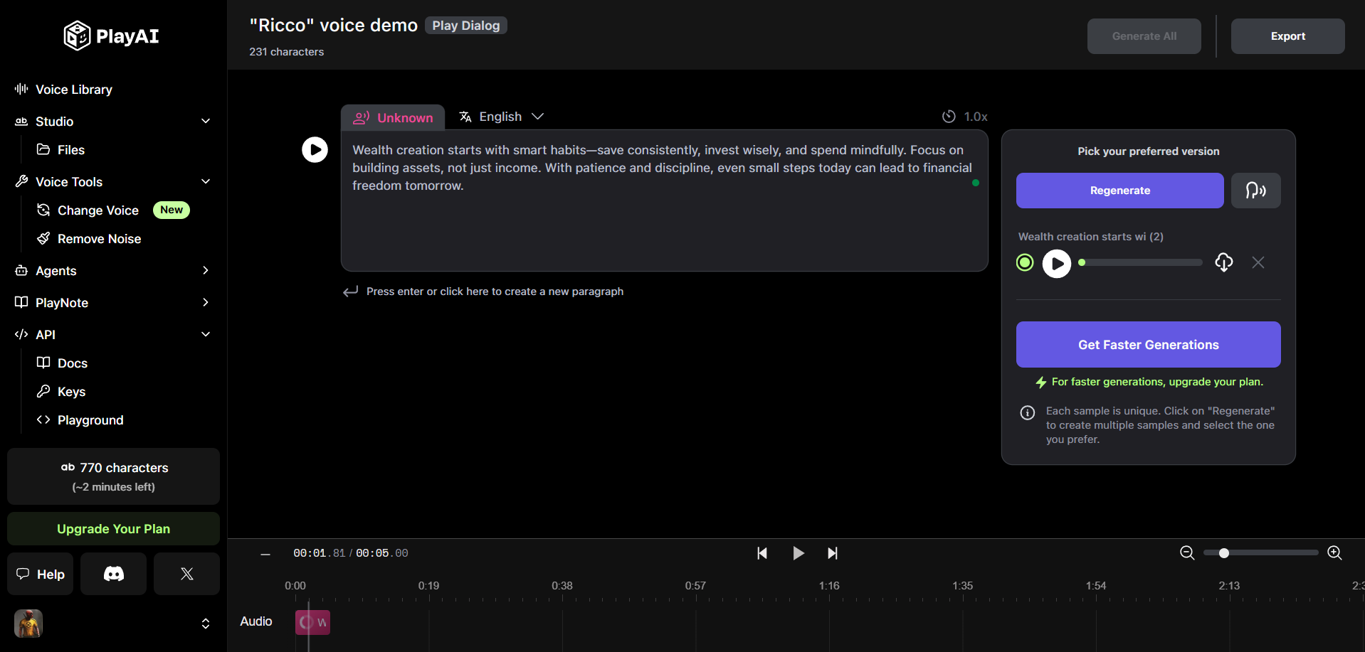 Realistische Roboterstimme mit Play.AI