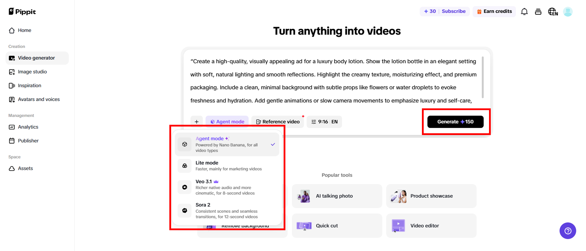 Entrar no gerador de vídeo