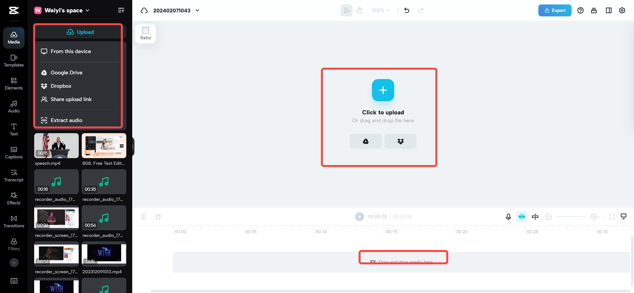 Upload video