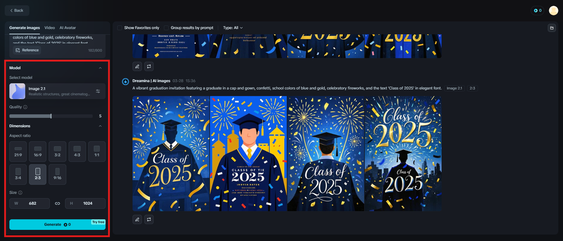 Adjust settings & generate