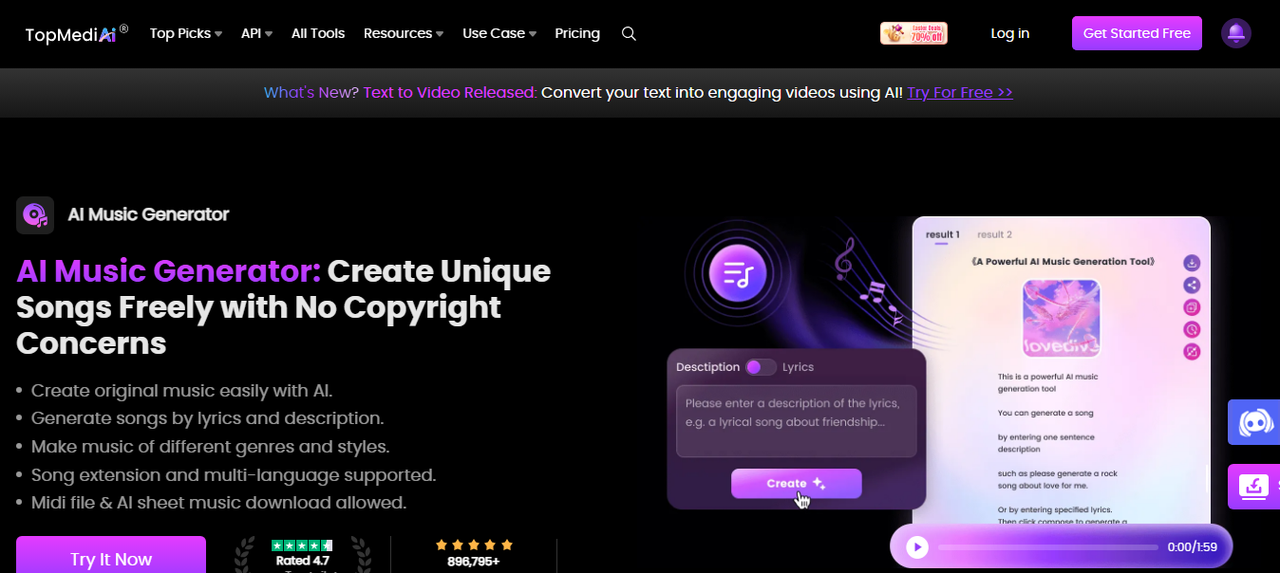 Pangunahing pahina ng TopMediAi