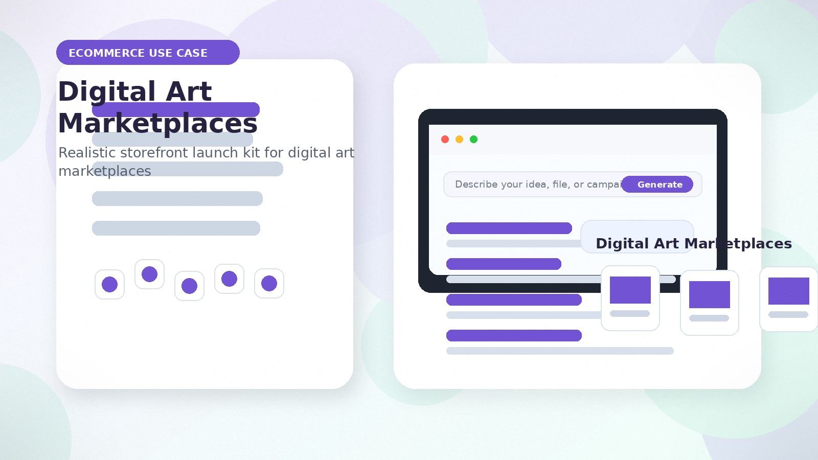 Digital Art Marketplaces realistic ecommerce use case visual for digital art marketplaces