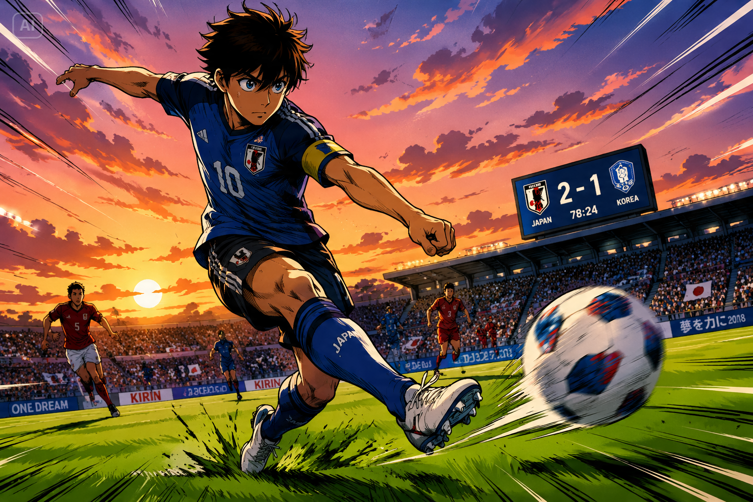 AI anime soccer poster prompt background image