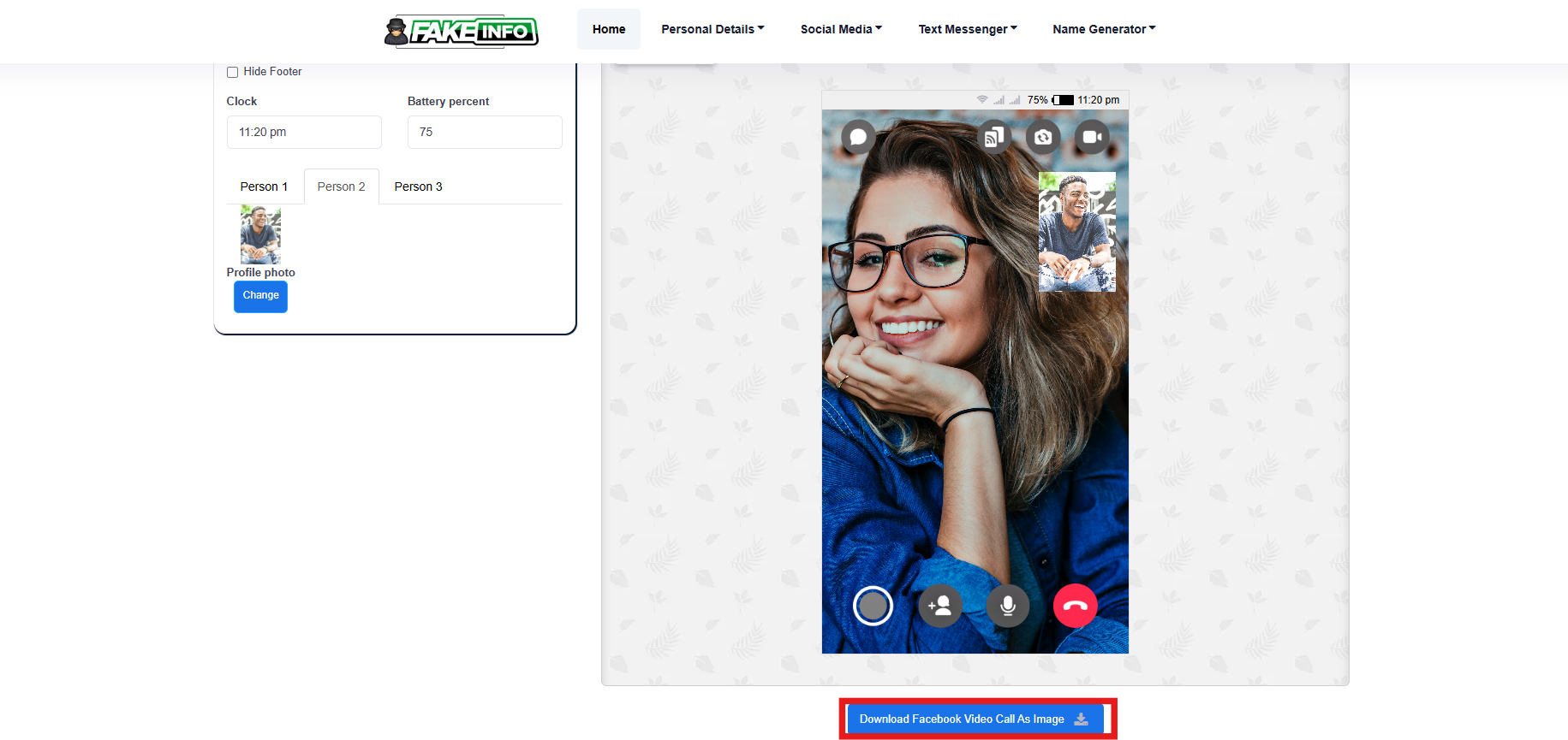 Download the Facebook video call as an image