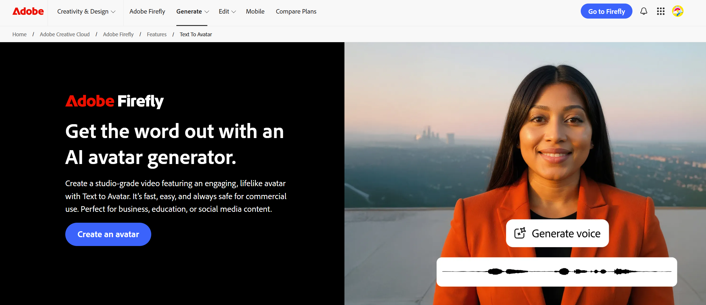 Adobe Firefly - the best online AI avatar generator