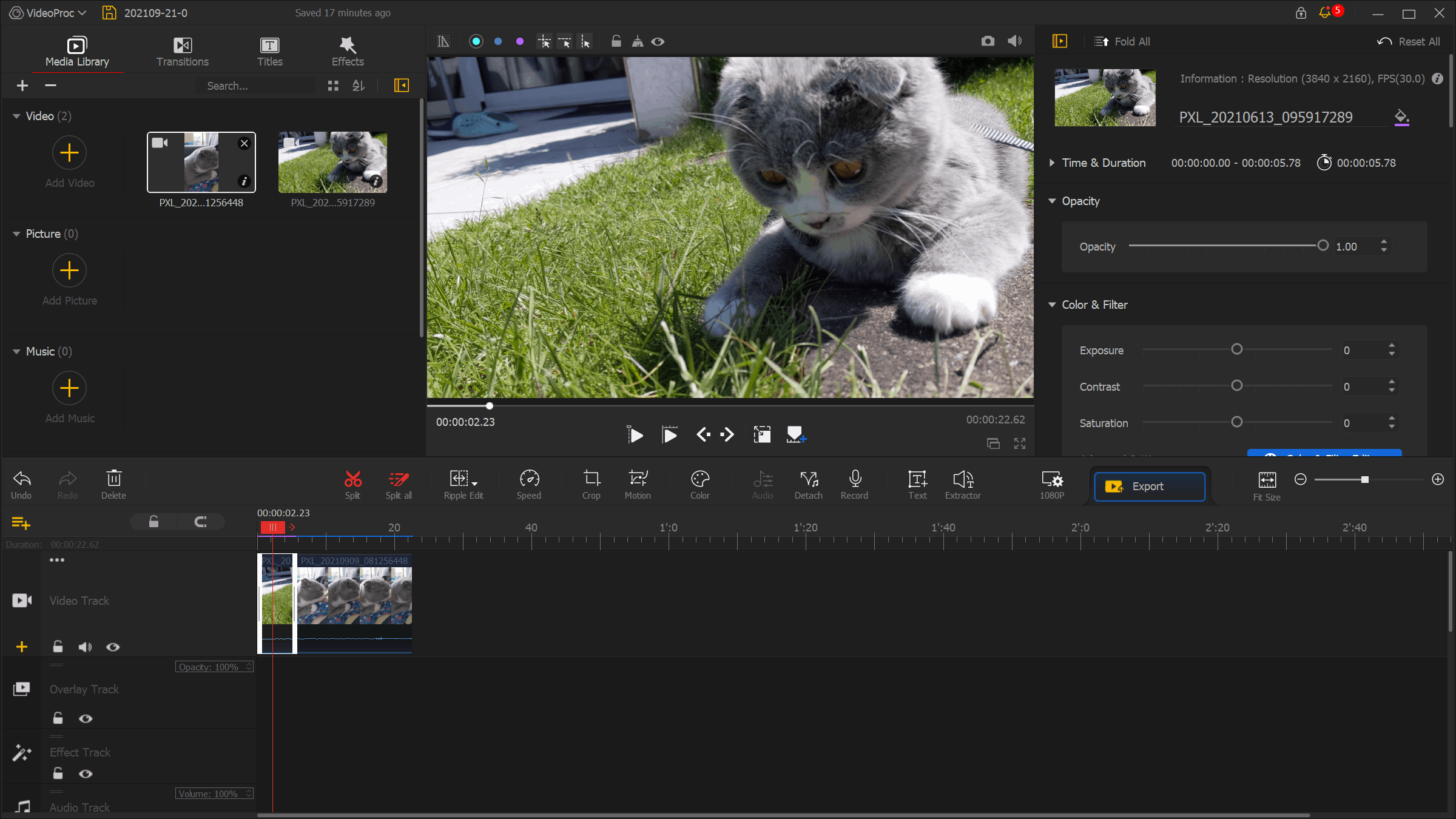 Interface of VideoProc Vlogger - an easy to use simple video editor