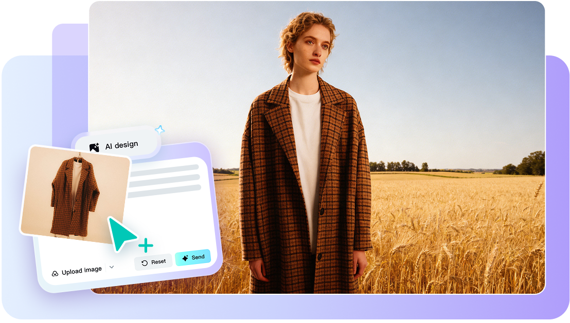Generate stunning visuals with AI model fitting room