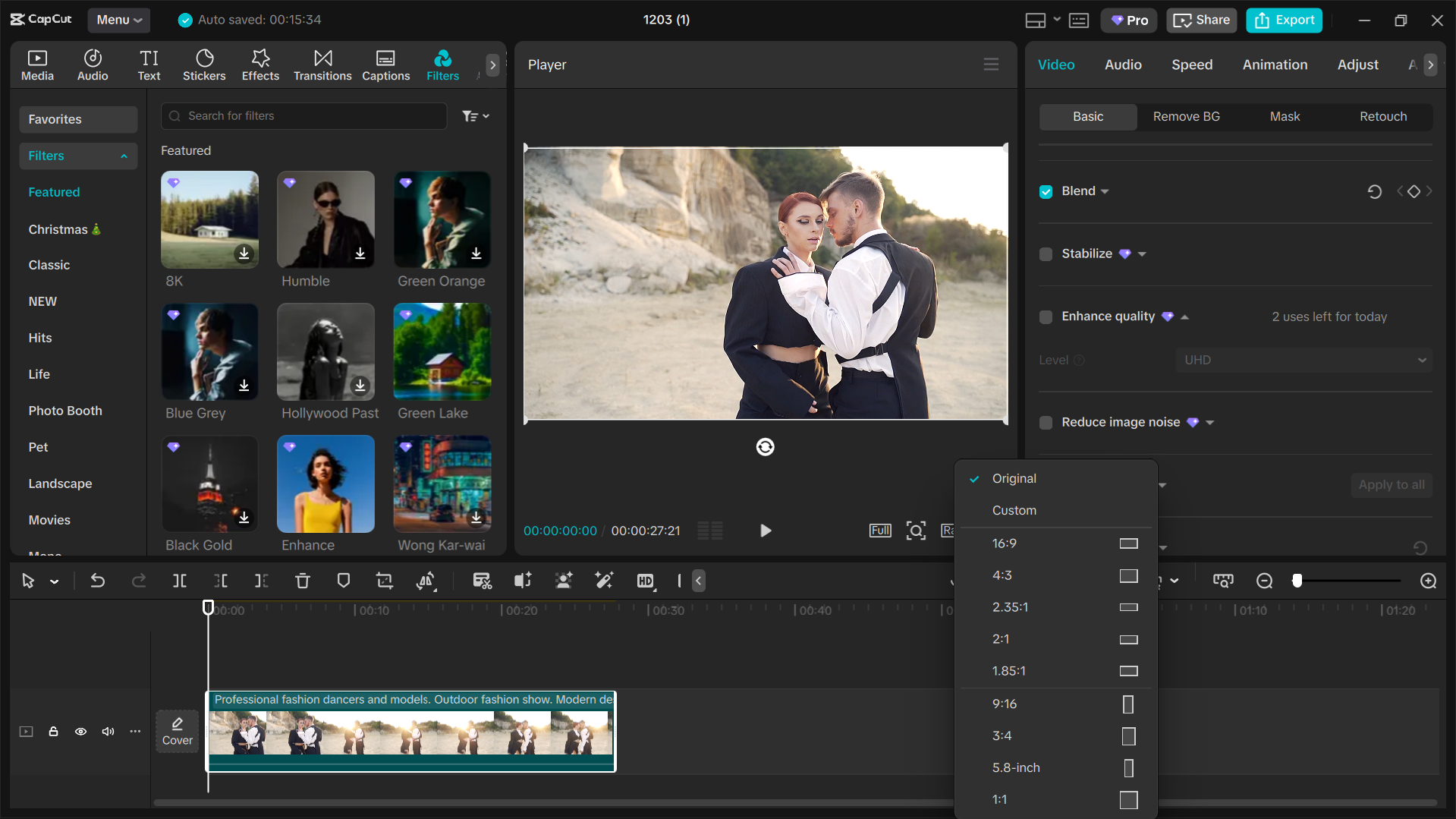 Interface of the CapCut desktop video editor