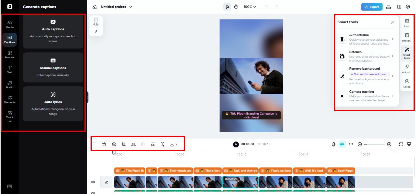 Video editor in Pippit