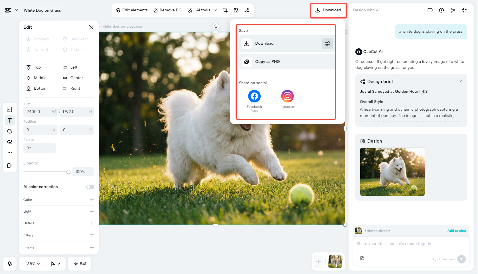 Export your image to high quality