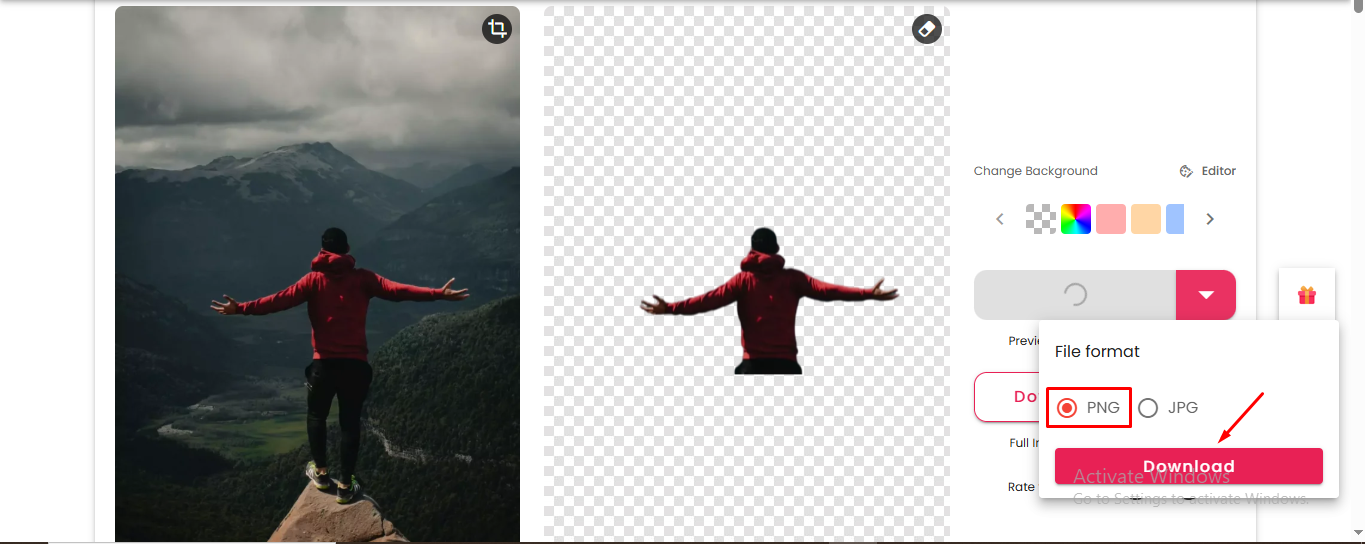 Exporting the media from Cutout Pro