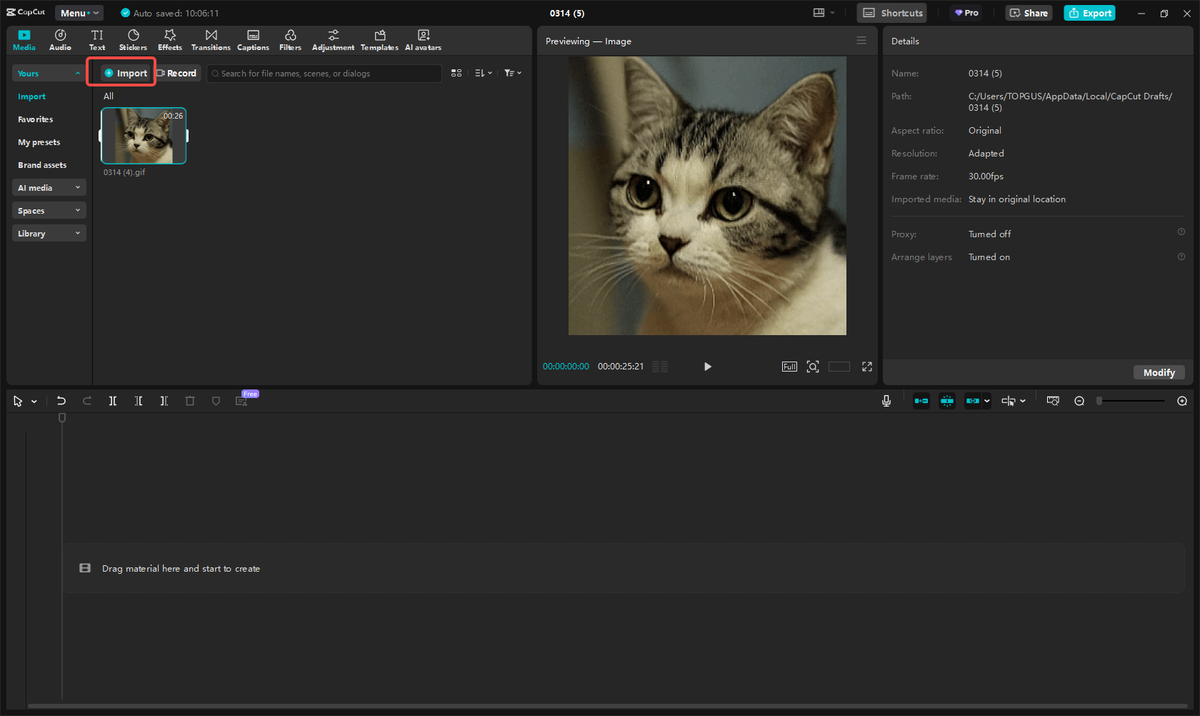 Import GIF file