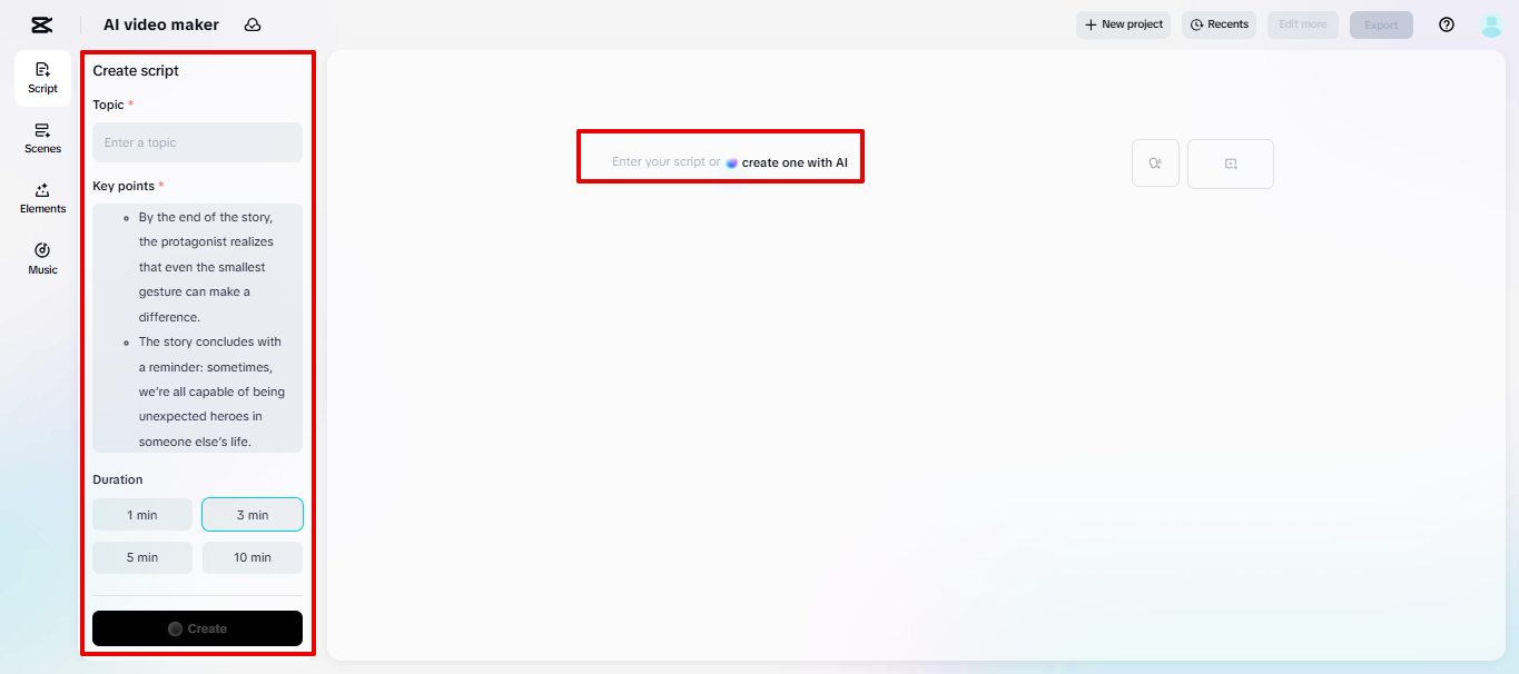 CapCut Web script generator