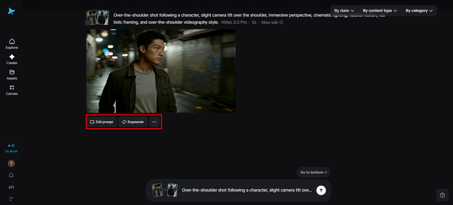 Edit or regenerate the video
