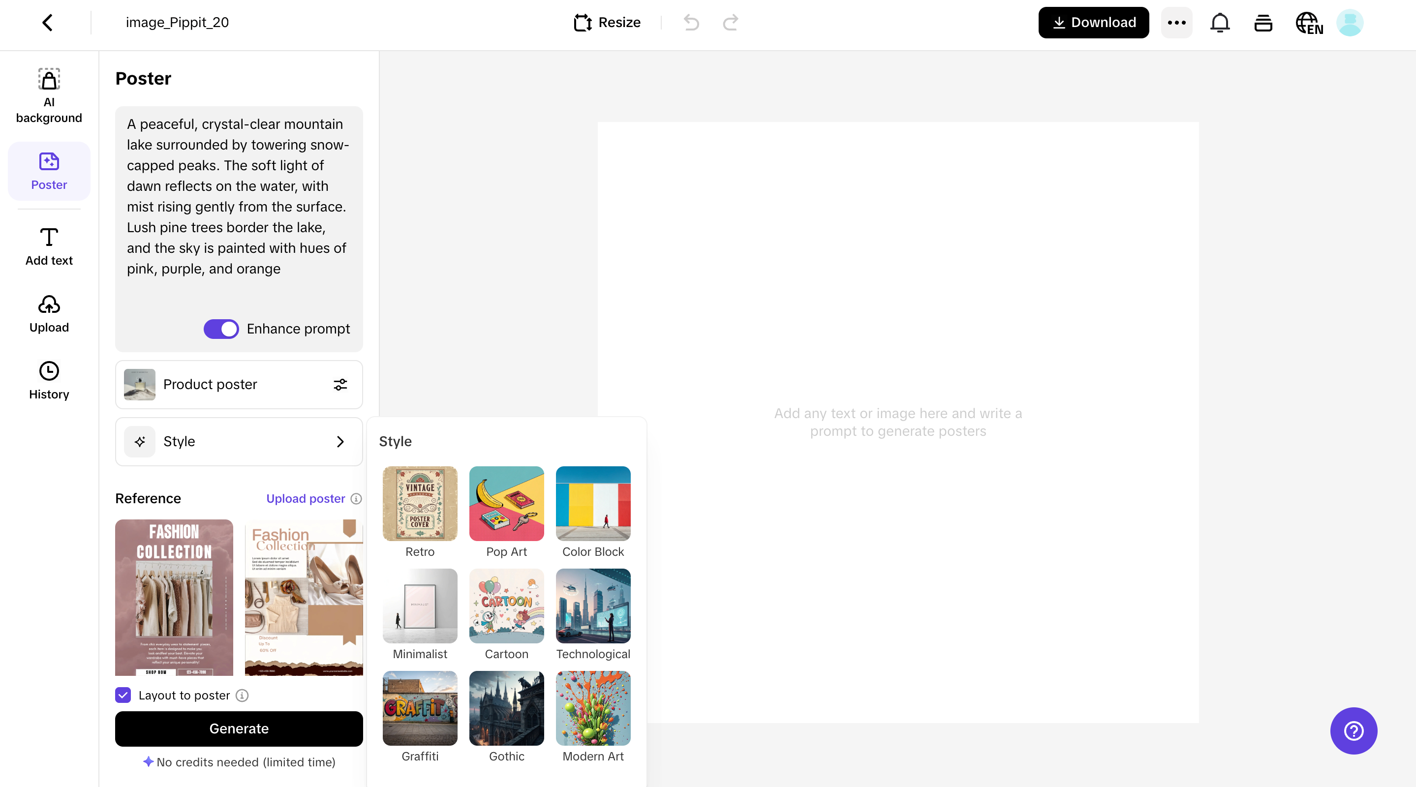 Access Poster to generate images