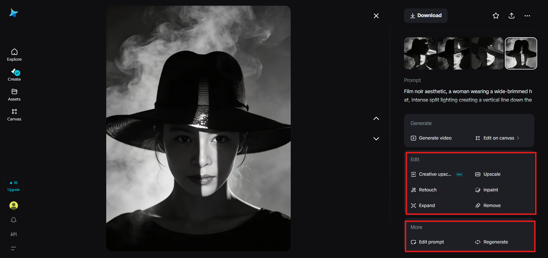 Rafinează portretul cu instrumentele de editare Dreamina