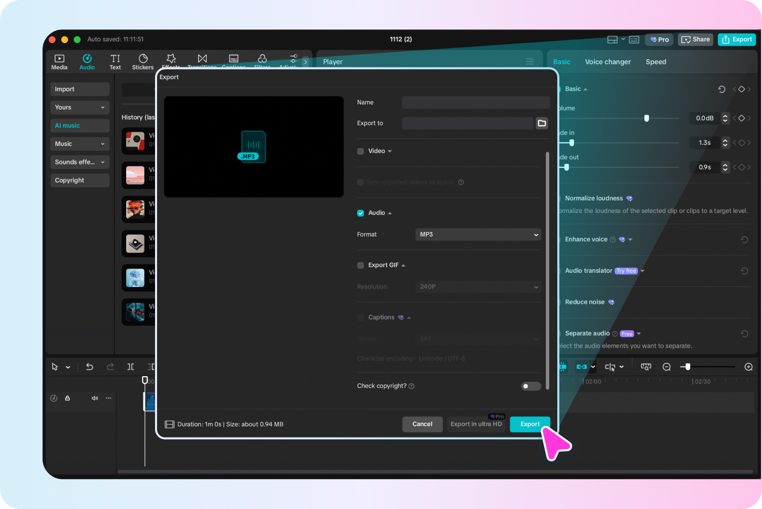 Save the AI-generated music file