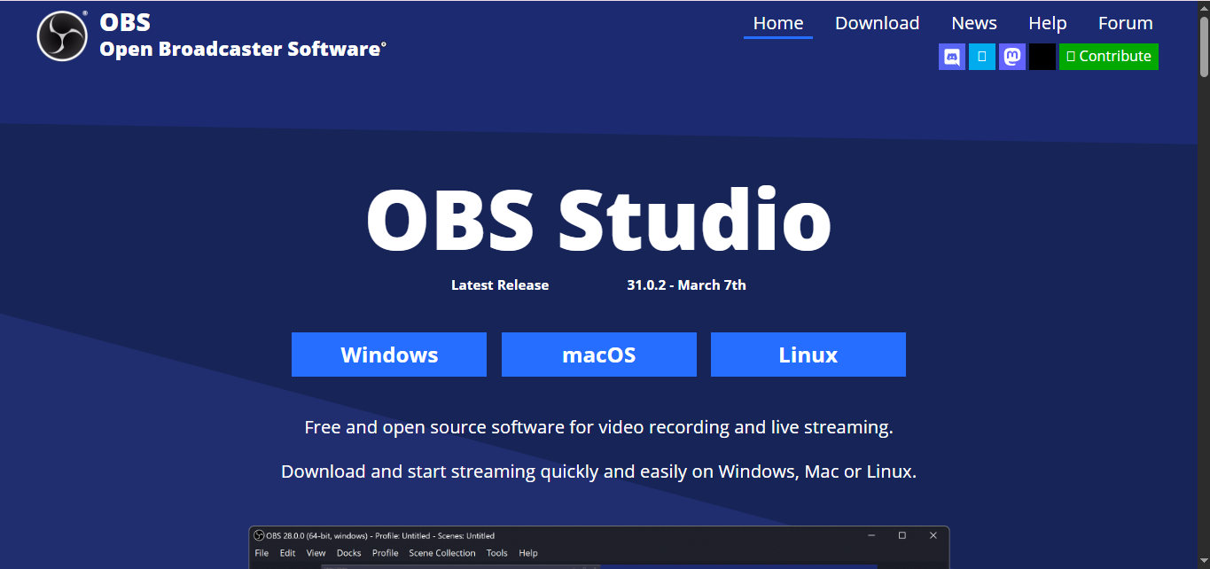 OBS Studio - perakam skrin HD penuh untuk PC