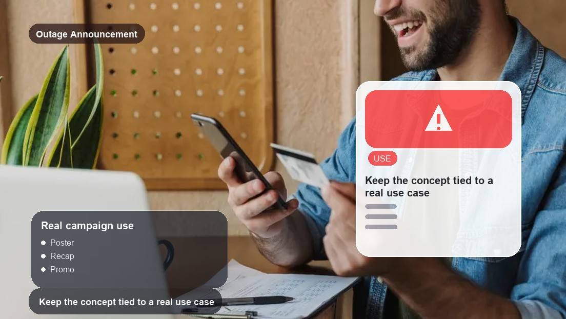 Outage Announcement Generator realistic image for keep the concept tied to a real use case