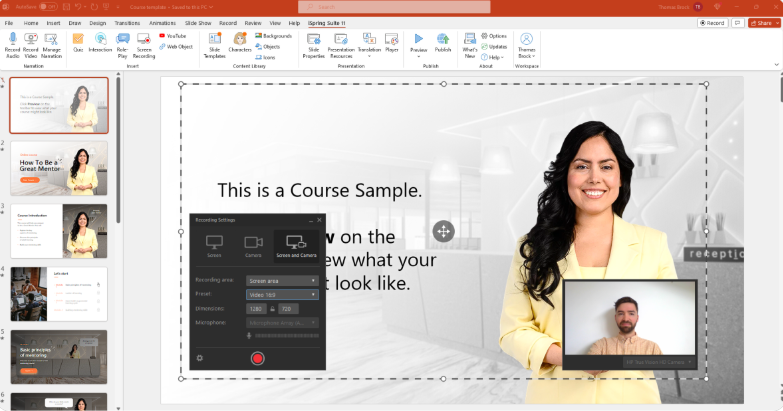 Interface of iSpring Suite - a free video capture software