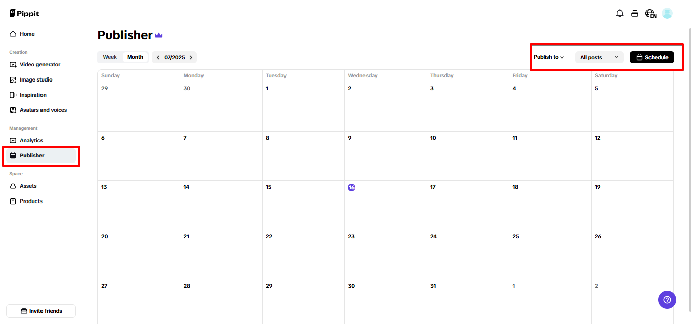 Auto publisher in Pippit