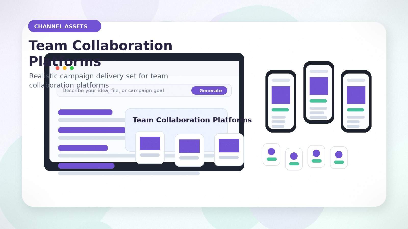 Team Collaboration Platforms realistic channel assets visual for team collaboration platforms
