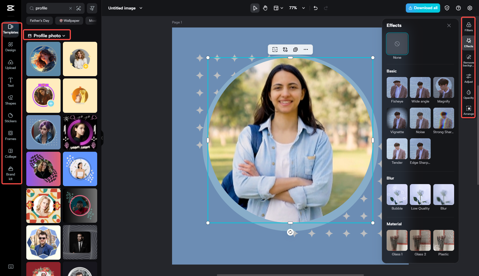 Edita la imagen de perfil usando plantillas