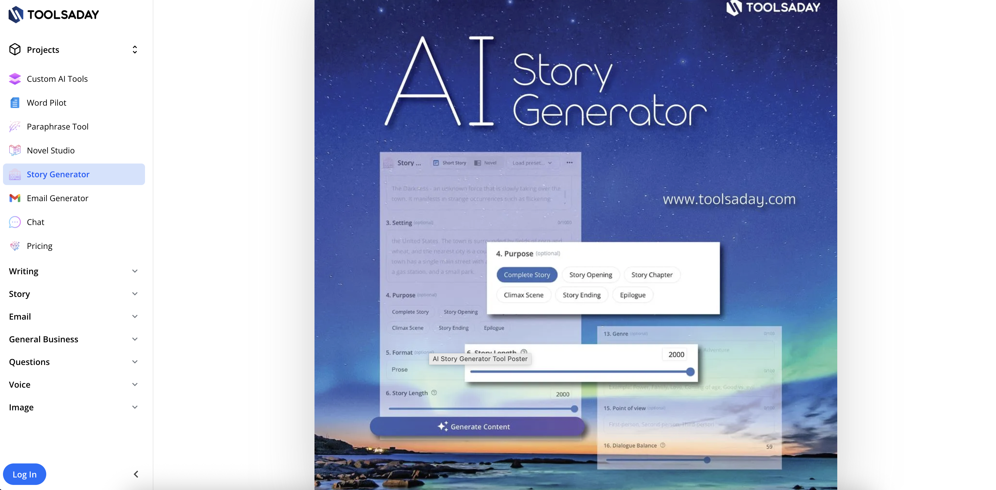 ToolsADay AI story background generator