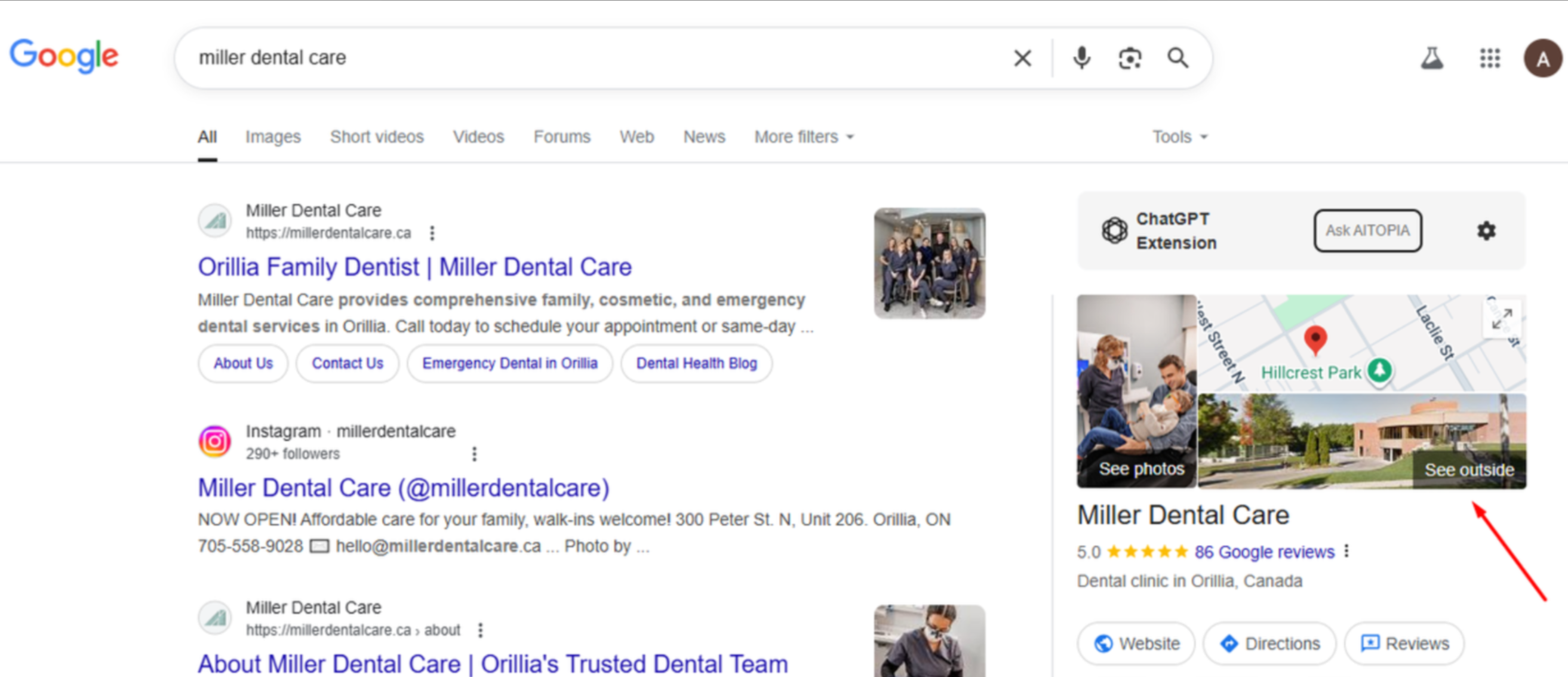 Bild zeigt Miller Dental Care Google Geschäftsprofil Titelbild