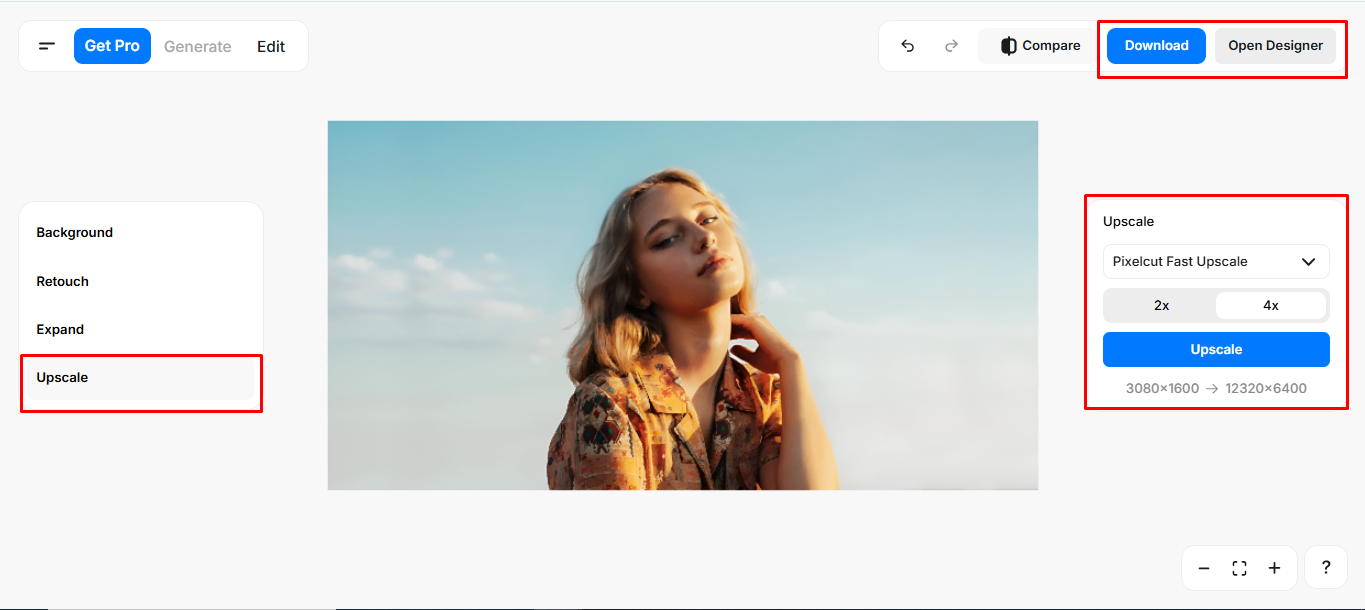 Image showing how to increase photo quality using Pixelcut