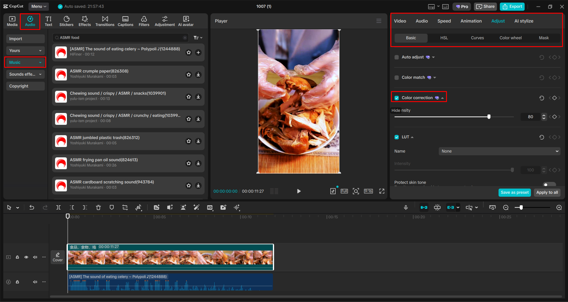 Adjusting video colors with AI in the CapCut desktop video editor