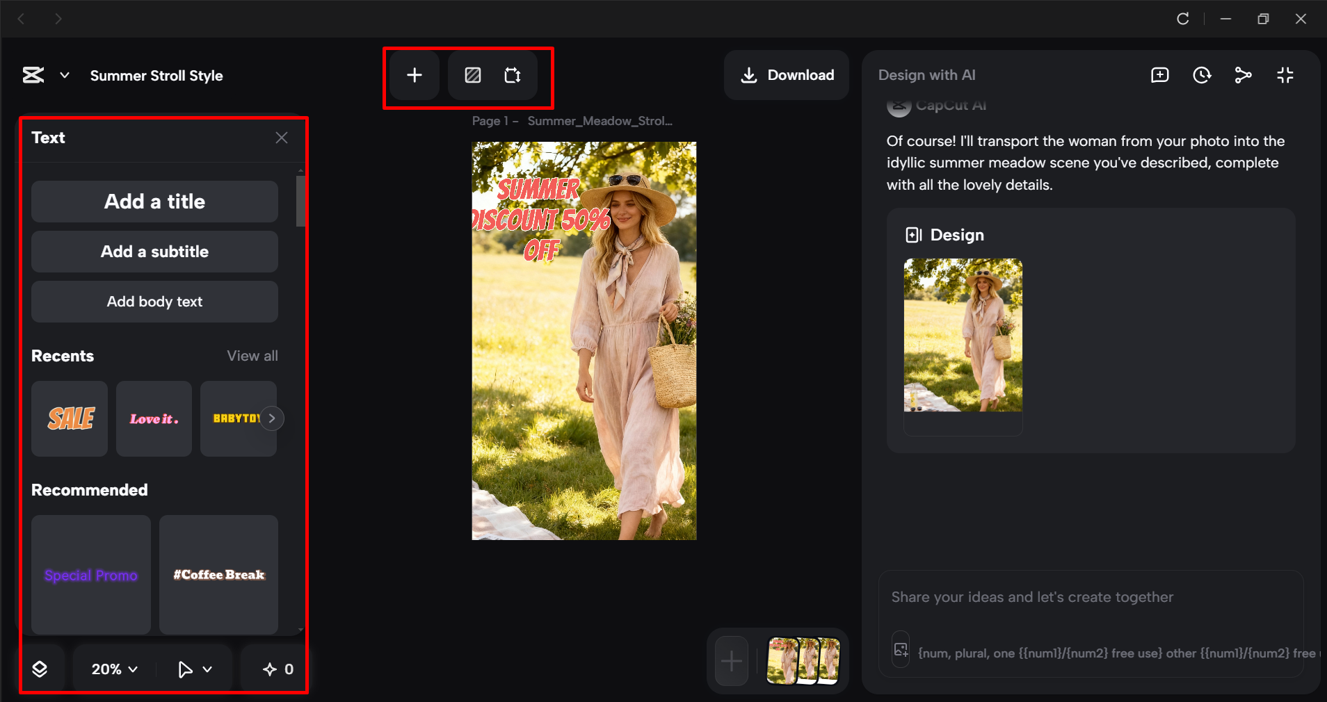 Customize the image in the CapCut desktop video editor